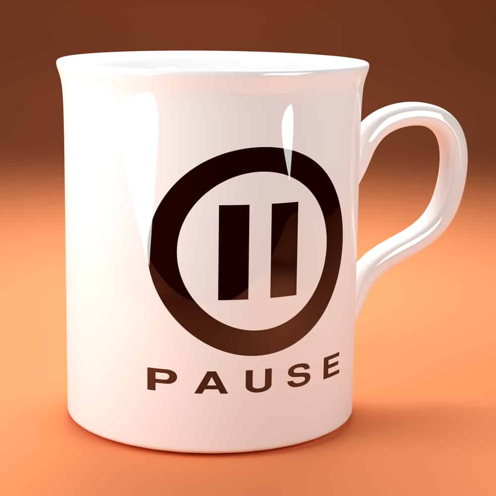 Render of a cup with pause symbol
